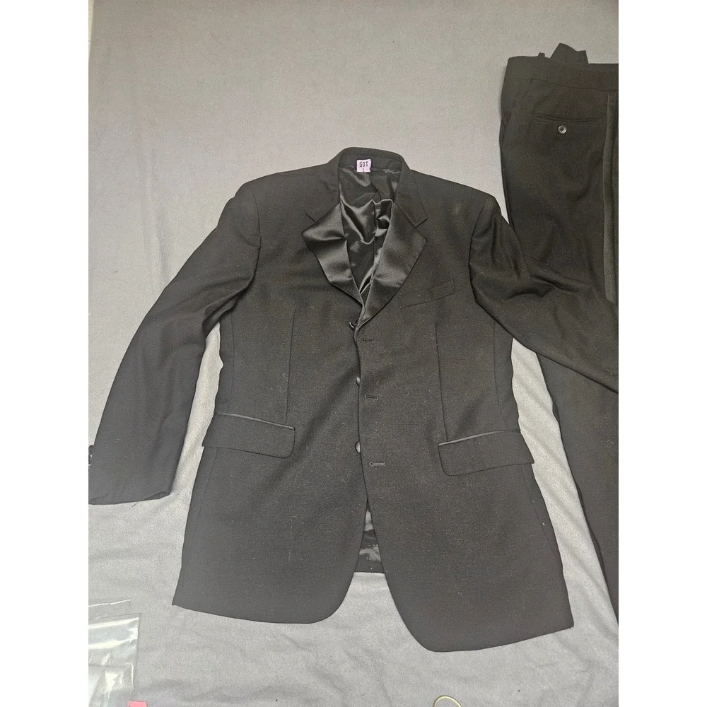 Daniel Gray Eveningwear Mens Black 100% Virgin Wool 2 Piece Tuxedo Suit Set